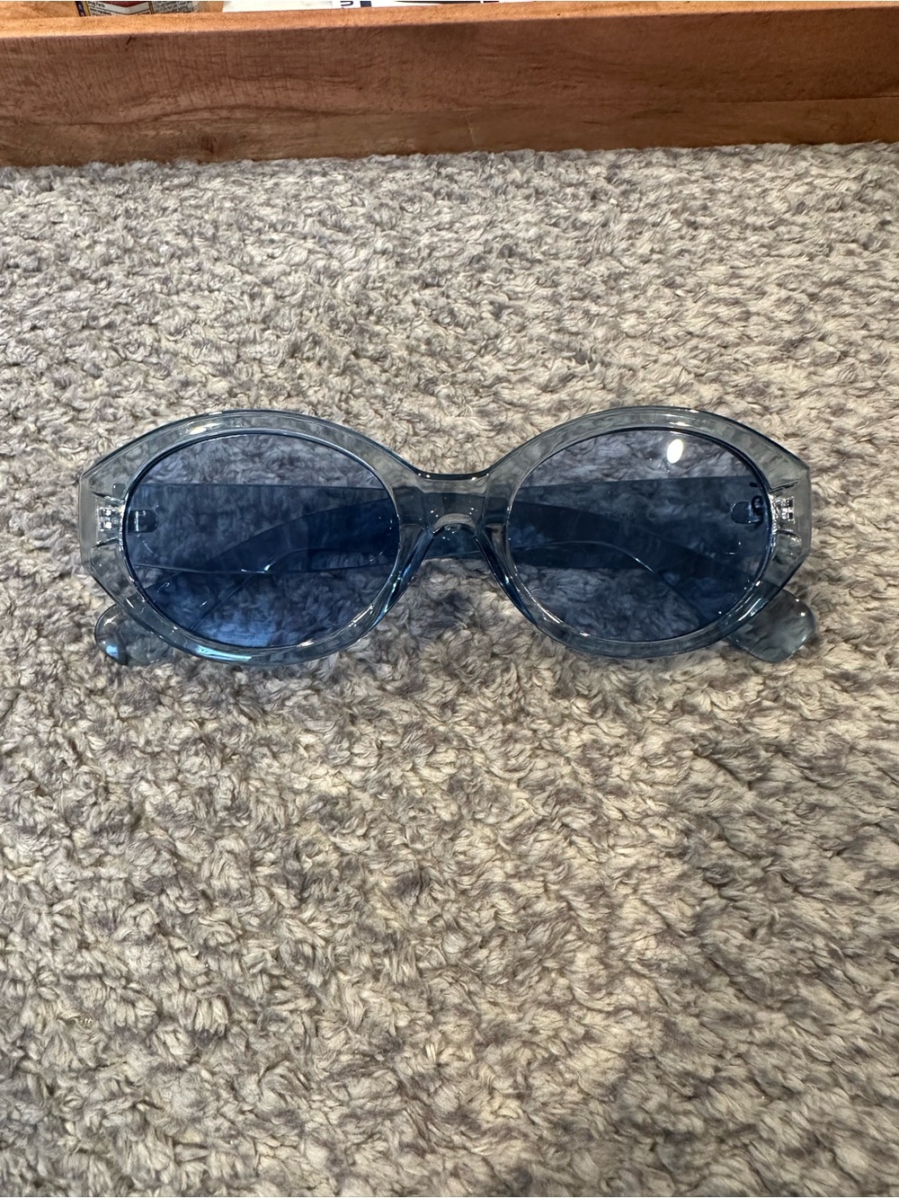 Blue Transparent Oval Sunglasses Retro Y2K Style NWOT